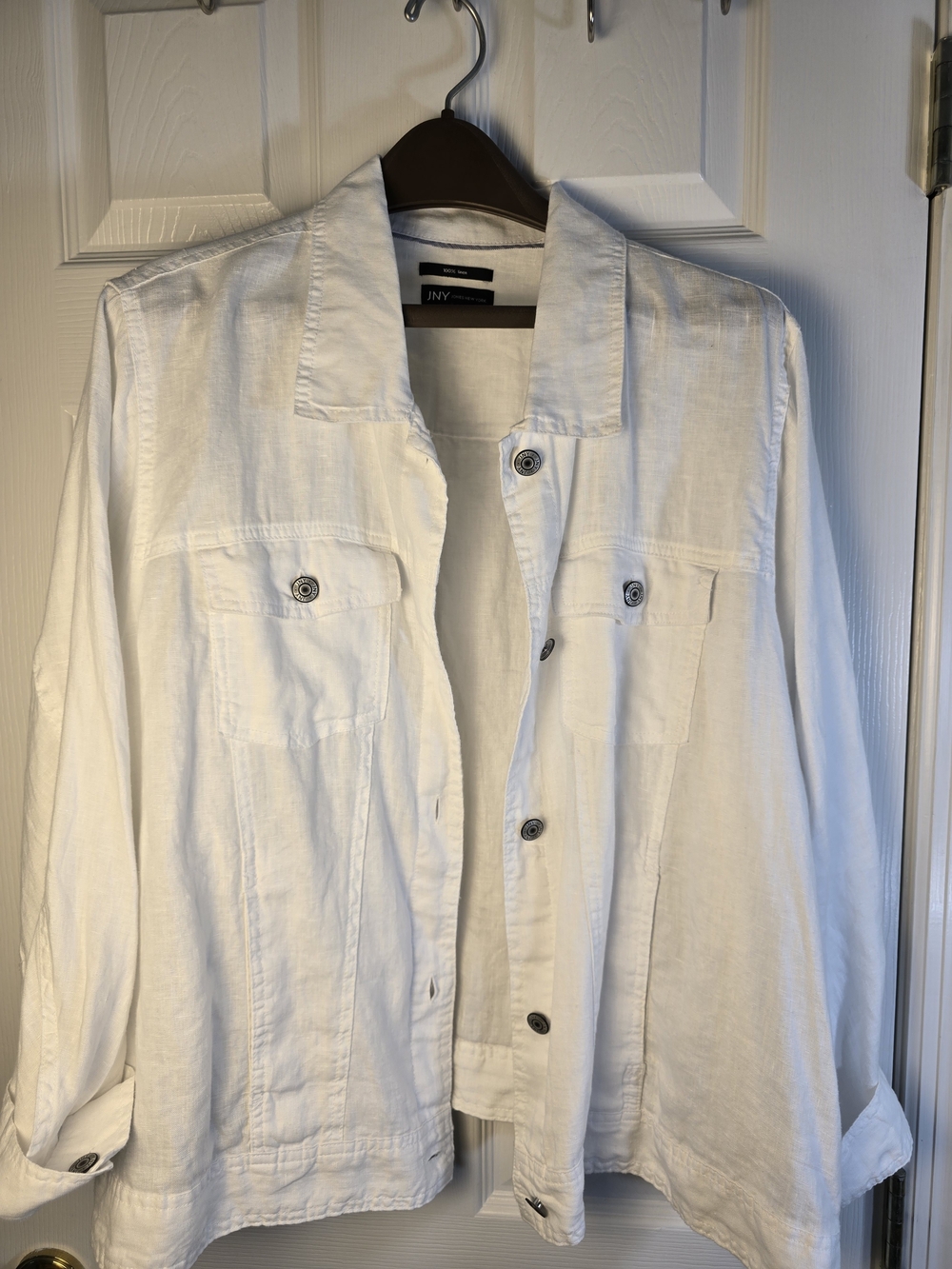 Linen  White Lightweight Button-Front Crisp  Coastal Jacket